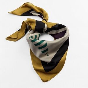 NWOT. Zara Multicolored Printed Satin Scarf.